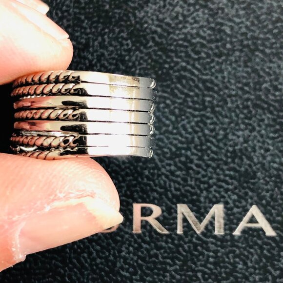 David Yurman Double X Crossover Ring with 18K Gold Size 8 DY Pouch Included - Picture 12 of 15